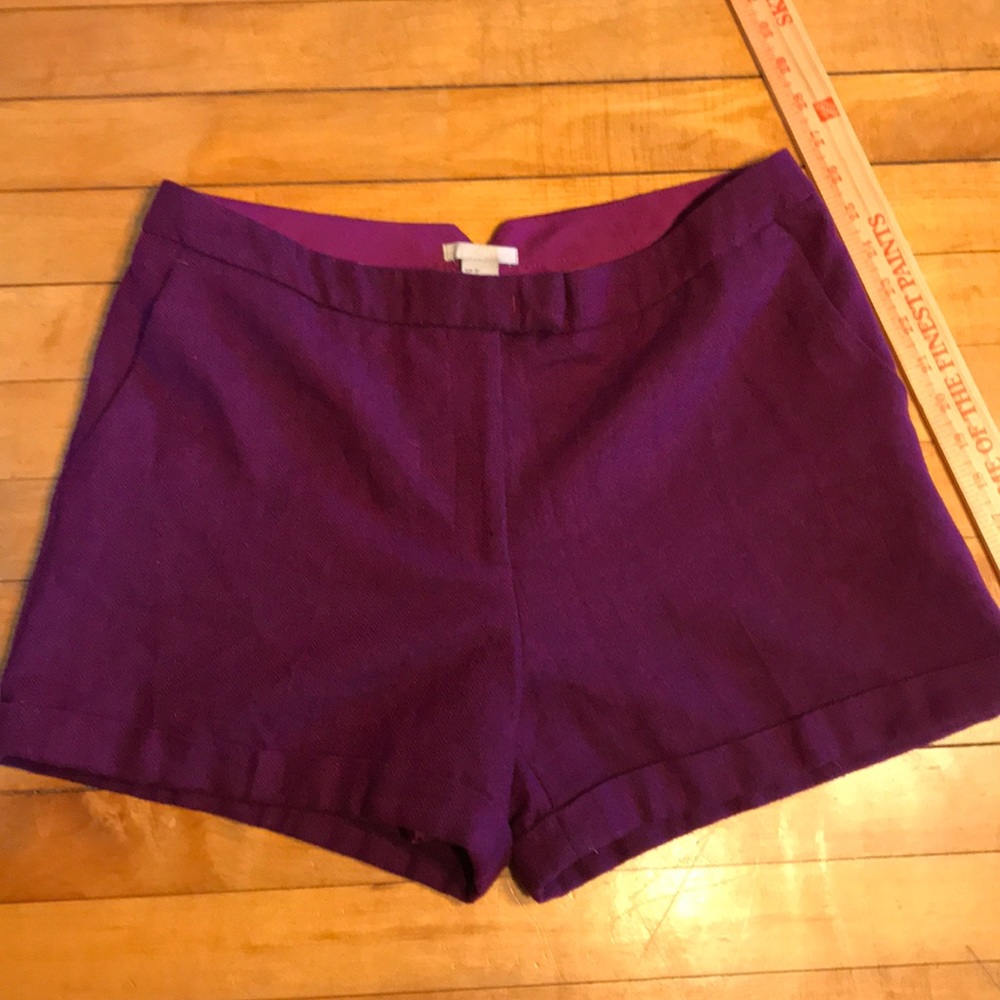 H&M  Purple Herringbone Wool Blend Lined shorts